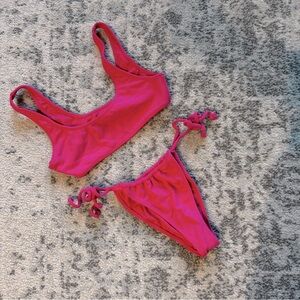 Pacsun terry cloth hot pink bikini